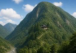 Illustration for 中腹 (halfway up a mountain)